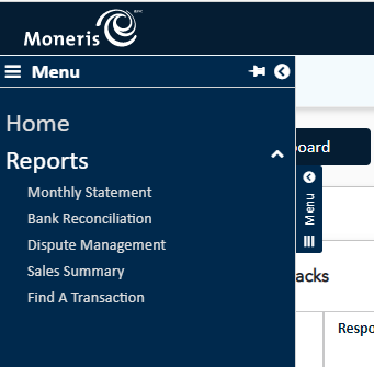 The main menu for Merchant Direct appears on the left side of the screen. 